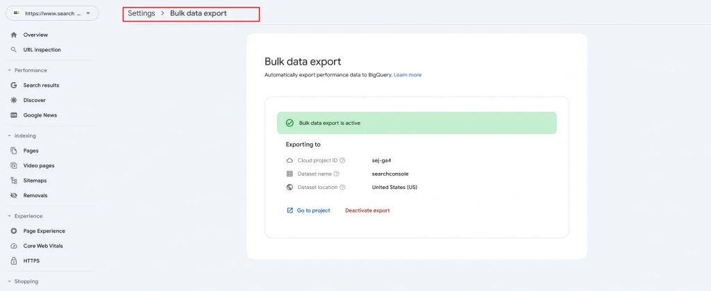 بخش bulk data export